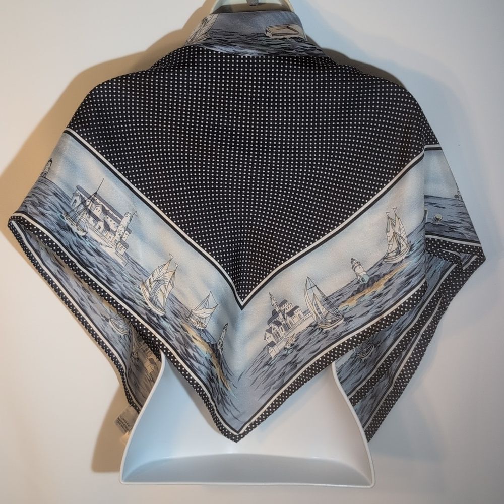 Talbots Black and White SILK Scarf - Picture 4 of 10